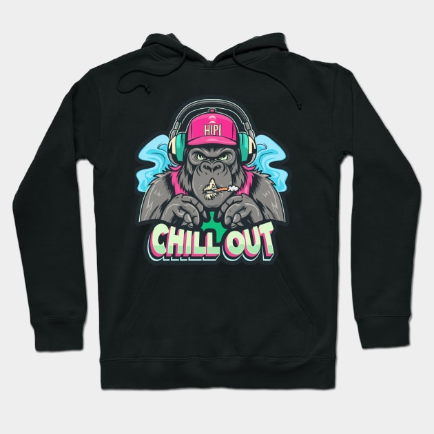 Street Beat: Gorilla in Hip Hop Attire Hoodie by diegotorres